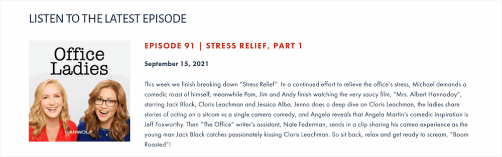 website podcast example: Office Ladies