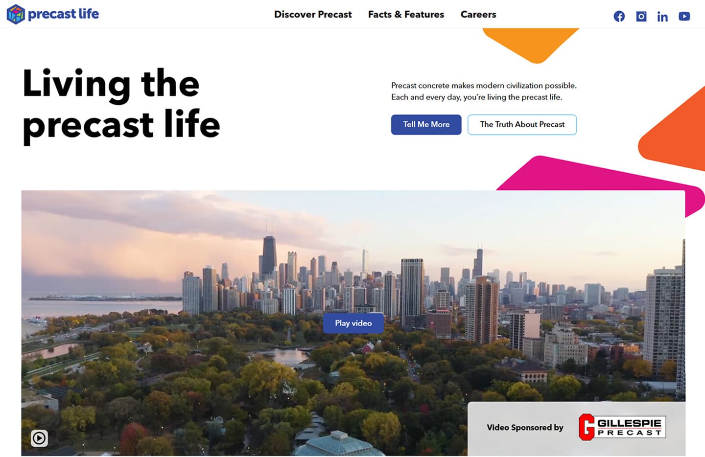 Precast Life home page web design preview