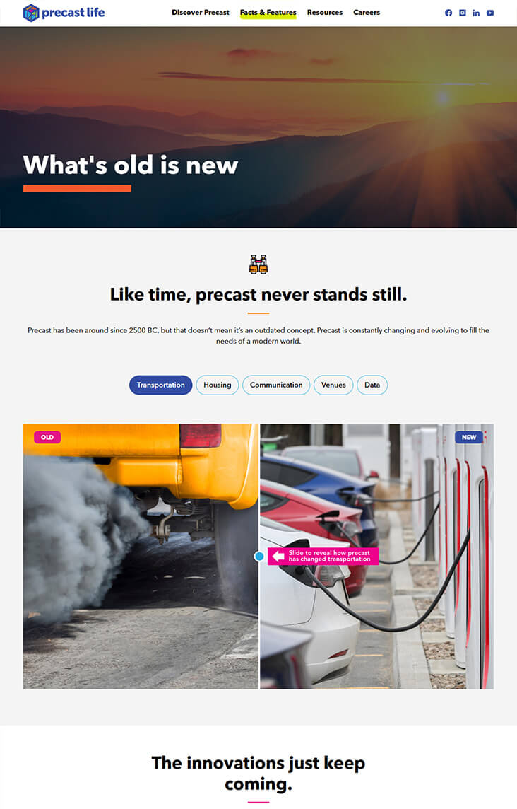 Preview of What's old is new landing page
