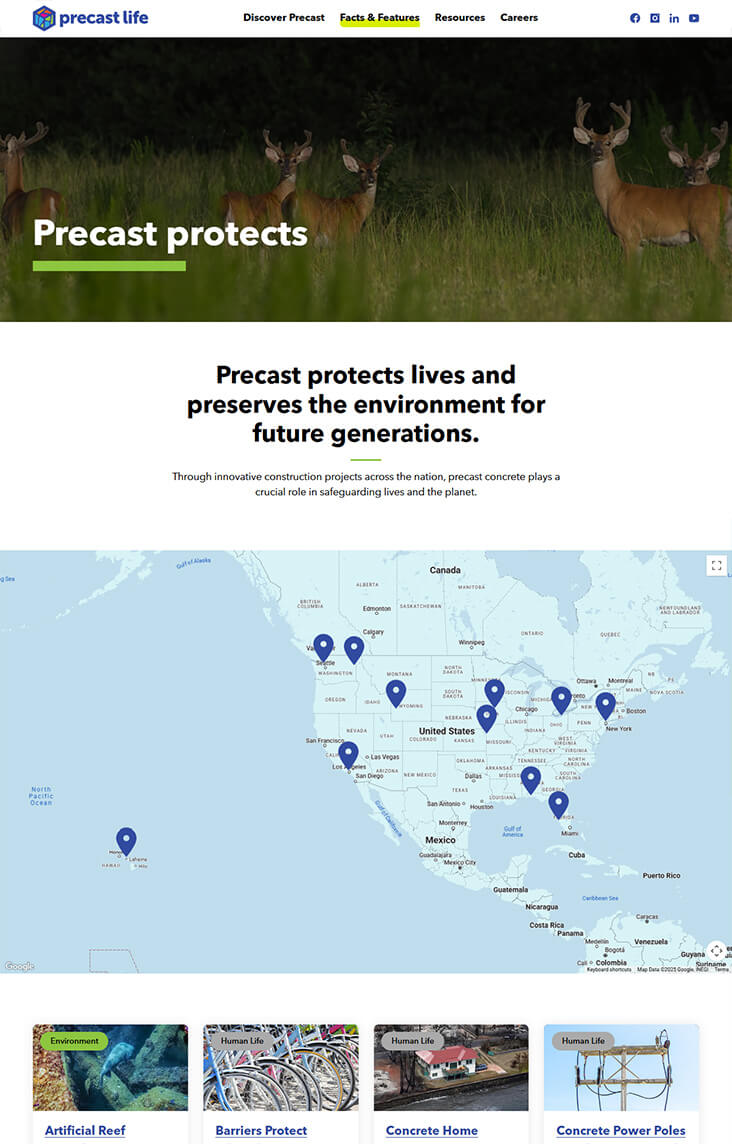 Preview of Precast protects landing page