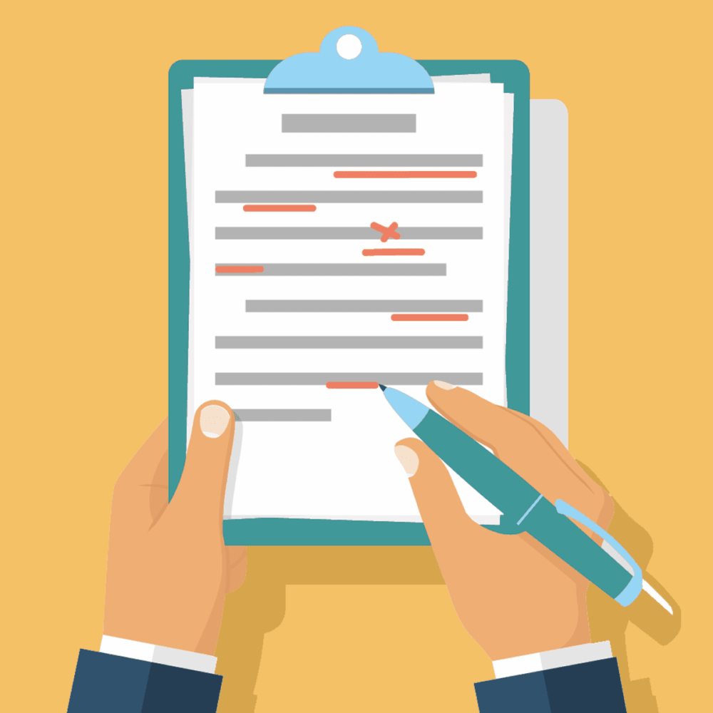 Illustration of man proofreading web copy