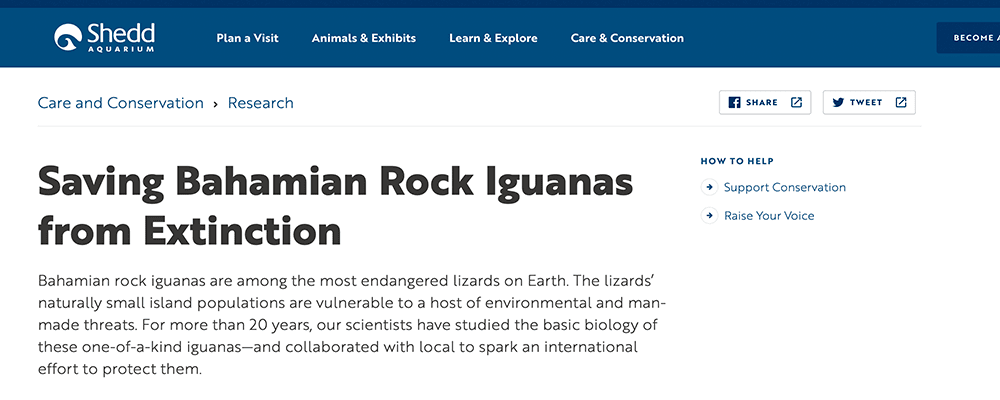 Shedd Aquarium website breadcrumb navigation