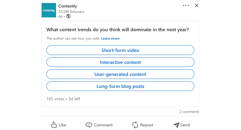 Contently social media poll example
