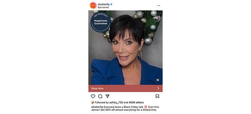Shutterfly influencer social media example