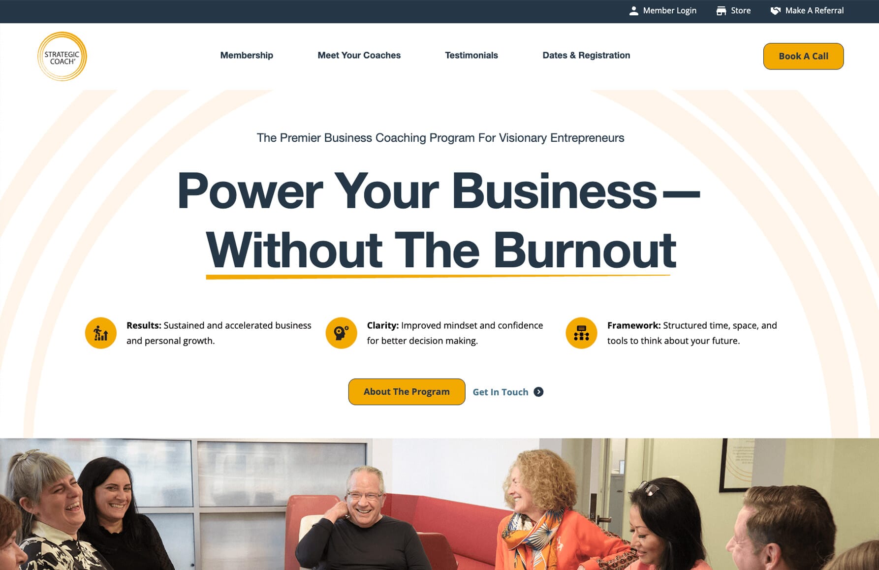 Strategic Coach home page web design