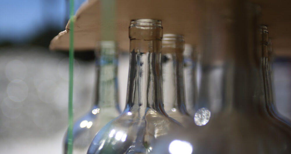 Custom photo of clear bottles for recycling