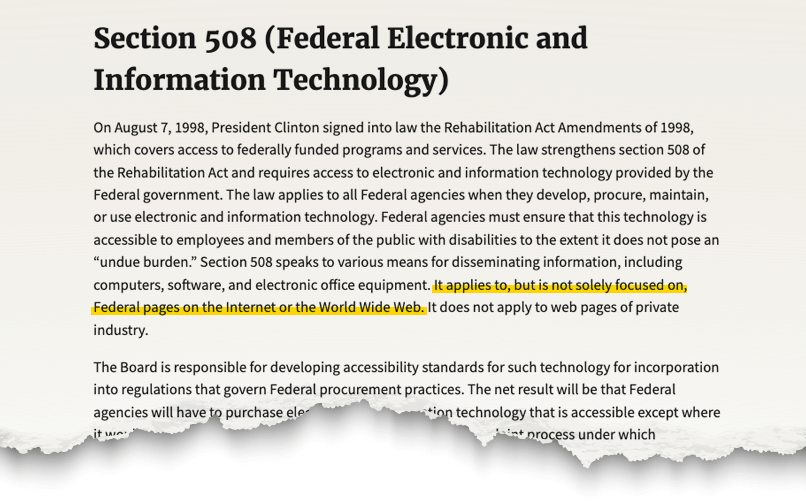 The intro of Section 508 of the Rehabilitation Act of 1973