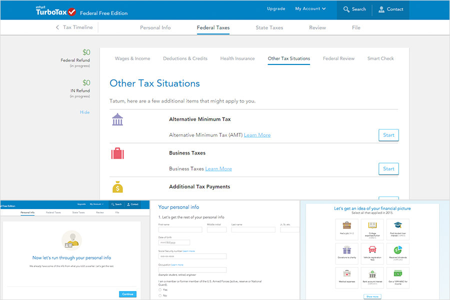 TurboTax website process screenshot