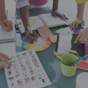 Creative team choosing colors and photos