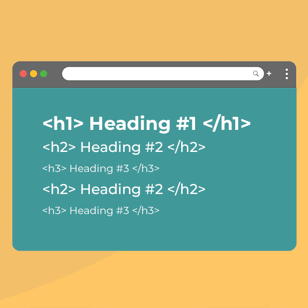 Illustration of computer screen showing website header tags