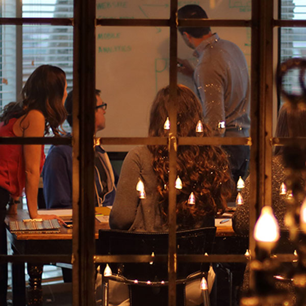 Marketing team meeting in creative space