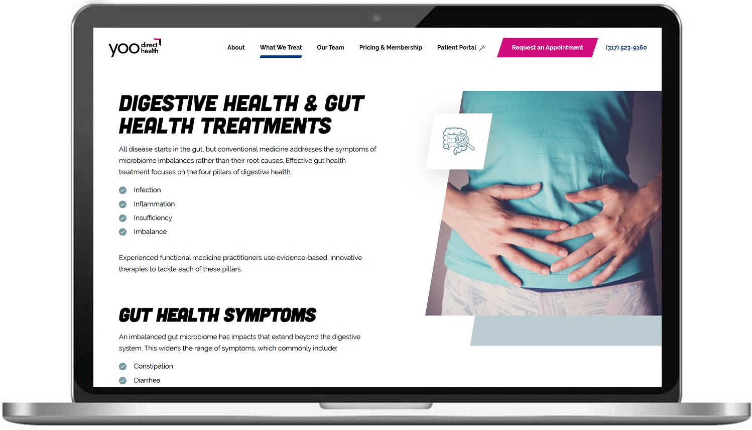 Preview of Yoo Direct Health service page on desktop