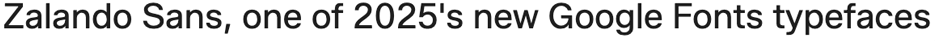 The words "Zalando Sans, one of 2025's best new Google Fonts typefaces" set in the regular weight of Zalando Sans